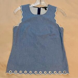 Blue Chambray Scalloped Grommet Sleeveless denim